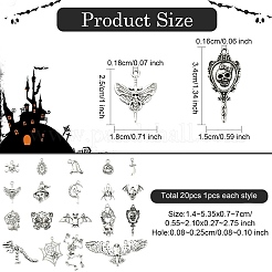 20Pcs 20 Styles Halloween Theme Tibetan Style Alloy Pendants&nbsp;TIBEP-YW0001-91
