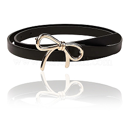 Alloy Bowknot PU Leather Chain Belts for Women&nbsp;AJEW-WH20019-67G-01