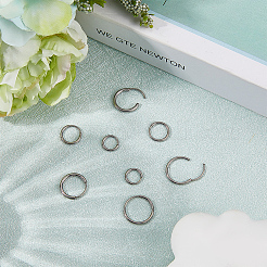 8Pcs 4 Styles Hypoallergenic F136 Implant Grade Pure Titanium Hoop Earrings&nbsp;EJEW-BBC0001-86