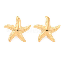 女性用304ステンレススチールスタッドピアス  ヒトデ  ゴールドカラー  24x24.5mm&nbsp;EJEW-K306-12G