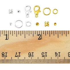 DIYジュエリー作りの発見キット  鉄の開いた縄跳びとボールチープを含む  ロンデル & チューブ ブラス クリンプ ビーズ  亜鉛合金カニカン  プラチナ·ゴールデン  4~10x0.7~6mm  内径：2.6~4.6mm  穴：1~1.5mm&nbsp;DIY-FS0003-55