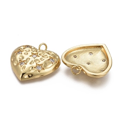 Hammered Brass Micro Pave Clear Cubic Zirconia Pendants&nbsp;KK-F821-14G