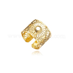 Hollow Out Flower 304 Stainless Steel with Natural Shell Cuff Open Rings for Women&nbsp;FS-WGFCCCD-01