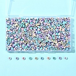 100g フラットラウンドいクラフトスタイルの不透明アクリルビーズ  水平穴  混合文字  ミックスカラー  6.5x3mm  穴：1.5mm  800個/ 100g&nbsp;SACR-FS0001-34