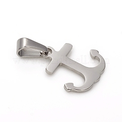 変色しにくい304ステンレススチールペンダント  アンカー  ステンレス鋼色  17.5x16.5x1.5mm  穴：3.5x6.5mm&nbsp;STAS-I136-29A-P