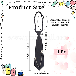 調節可能なポリエステルタイ  鉄チェーンネクタイ  ブラック  ハート  286x70x22.5mm&nbsp;AJEW-WH20006-204C