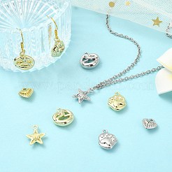 32本8スタイルアロイペンダント  星/足跡/ハートのチャーム  プラチナ＆ライトゴールド  11~14.5x10~14x4.5~5mm  穴：1.4~1.5mm  4個/スタイル&nbsp;FIND-CJ0004-20