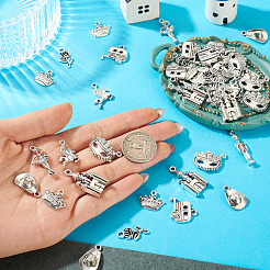60pcs10スタイルチベットスタイルアロイペンダント  鉛フリー＆カドミウムフリー  混合形状  アンティークシルバー＆プラチナ  14.5~28x10.5~22x2~6mm  穴：1.2~2.5mm  6個/スタイル&nbsp;TIBE-TA0001-37