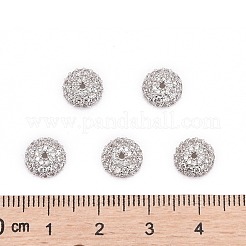 Apetalous Half Round/Dome Brass Micro Pave Cubic Zirconia Bead Caps&nbsp;ZIRC-D062-P