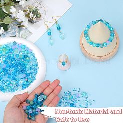 ガラスビーズ  ラウンド＆ヒトデ＆フィッシュ＆ロンデル  混合スタイル  ライトスカイブルー  2.5~14x2.5~13.5x2~8.5mm  穴：1~1.4mm  約200~300個/袋  2袋/箱&nbsp;GLAA-SZ0001-94F