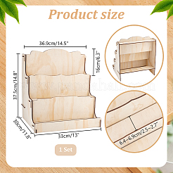 ポストカード収納用 3 スロット木製ディスプレイ ライザー  湯通しアーモンド  33x37.5x30cm&nbsp;ODIS-WH0030-116