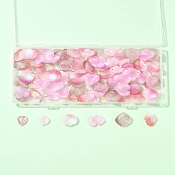 120個6スタイル秋テーマツートン透明ガラスチャーム  花弁  パールピンク  13.5~20x10.5~19.5x3.5~6mm  穴：1~1.6mm  20個/スタイル&nbsp;GLAA-FS0002-23