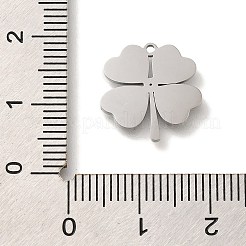 304ステンレススチールチャーム  パヴェシェル付き  クローバーチャーム  ステンレス鋼色  14.5x14.5x1.5mm  穴：1mm&nbsp;STAS-S148-07P