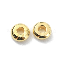 真鍮製スペーサービーズ  ロンデル  18KGP本金メッキ  3x1mm  穴：1mm&nbsp;KK-P232-11G