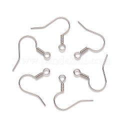 変色しにくい304ステンレススチール製ピアスフック  耳ワイヤー  水平ループ付き  ステンレス鋼色  17~19x19mm  穴：2mm  21ゲージ  ピン：0.7mm&nbsp;LS-STAS-S111-002