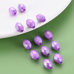 不透明なアクリルビーズ  染め  ABカラー  多面カット  オーバル  青紫色  12x8mm  穴：2.5mm  約1120個/500g&nbsp;TACR-S153-32I-04