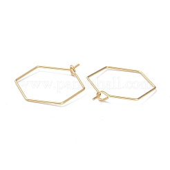 316ステンレススチールフープピアス金具  ワイングラスチャームのパーツ  六角  18KGP本金メッキ  26x19.5x0.6mm  穴：2mm&nbsp;STAS-K216-03A-G
