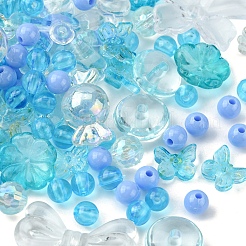 DIYジュエリー作りの発見キット  フラワー＆ラウンド＆フラットラウンド＆キャンディーガラス＆アクリル＆プラスチックビーズを含む  バタフライグラスチャーム  ライトスカイブルー  6~30x6~30.5x3~11.5mm  穴：0.8~2mm&nbsp;DIY-FS0002-92