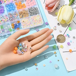DIY 光るアクリルとプラスチックビーズのストレッチブレスレット作成キット  ミックスカラー  7x3.5~4mm  穴：1.2~1.5mm  3スタイル  50個/スタイル  150pc&nbsp;DIY-YW0011-66
