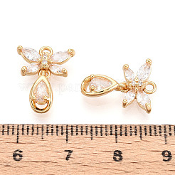 Brass Micro Pave Clear Cubic Zirconia Pendants&nbsp;KK-T078-05G-01
