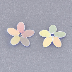 プラスチックスパンコールビーズ  スパンコールビーズ  花  透明  10x10.5x0.5mm  穴：1mm  約1600個/50g&nbsp;X-PVC-R012-01190