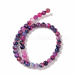 天然石瑪瑙ビーズ連売り  染め＆加熱  ラウンド  パープル  8mm  穴：0.7mm  約44個/連  14.17インチ（36cm）&nbsp;G-C116-B01-02