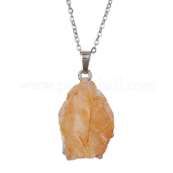 Natural Yellow Quartz Nugget Pendant Necklaces&nbsp;NJEW-JN04507-04