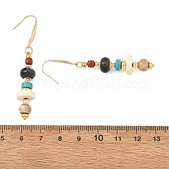 天然＆合成宝石のダングルのピアス  316ステンレススチールピアスフック付き  ゴールドカラー  カラフル  60.5x10.5mm&nbsp;EJEW-JE07531