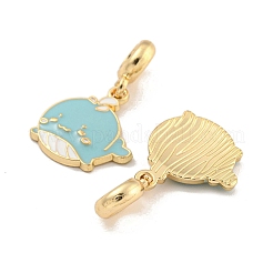 ラックメッキ合金エナメルクジラヨーロッパダングルチャーム  大穴ペンダント  ゴールドカラー  カドミウムフリー＆ニッケルフリー＆鉛フリー  ライトスカイブルー  29.5mm  穴：4.6mm  クジラ：19.5x17.5x2.5mm&nbsp;FIND-B034-53G-02
