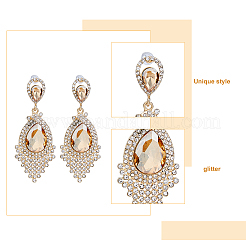 3ペア3色のガラスティアドロップダングルスタッドピアス  女性用合金ロングドロップイヤリング  ミックスカラー  65x25.5mm  1ペア/カラー&nbsp;EJEW-FI0001-88