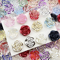 100 個のプラスチックビーズ  花  ゴールドライン入り  ミックスカラー  19~19.5x8~8.5mm  穴：1.6mm&nbsp;KY-PA0001-07