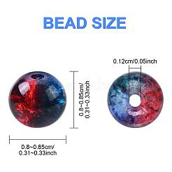 DIY 丸いクラックルガラスビーズブレスレット作成キット  ミックスカラー  8~8.5mm  穴：1.2mm&nbsp;DIY-YW0016-06