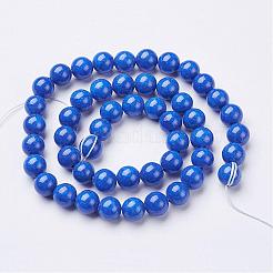 天然石馬山ジェイドラウンドビーズ連売り  染め  ブルー  8mm  穴：1mm  約48個/連  15インチ&nbsp;G-D263-8mm-XS08