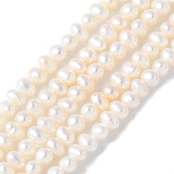 天然養殖淡水パールビーズ連売り  グレード4a+  ポテト  フローラルホワイト  2.8~3.2mm  穴：0.5mm  約140~142個/連  15.35~15.55''（39~39.5センチメートル）&nbsp;PEAR-I007-07G-01C
