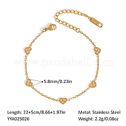 304 Stainless Steel Micro Pave Clear Cubic Zirconia Link Chain Anklets for Women&nbsp;XX6576-27
