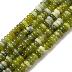 天然岫岩のヒスイのビーズ連売り  ロンデル  6~7x2~3mm  穴：0.8mm  約140~150個/連  15.16~15.35インチ（38.5~39cm）。&nbsp;G-L624-H05-6x2mm