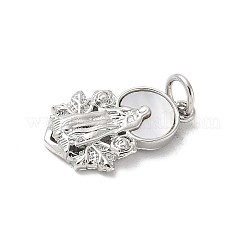 Brass Pave Natural White Shell Religion Pendants&nbsp;KK-S522-23P-C
