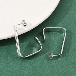 304ステンレススチール製台形スタッドピアス  手動研磨  ステンレス鋼色  32x6mm&nbsp;EJEW-P324-13P