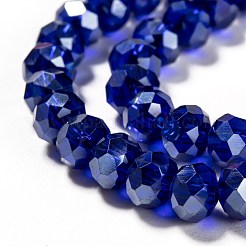 電気メッキガラスビーズセット  パール光沢メッキ  多面カット  ロンデル  ミックスカラー  6x5mm  穴：1mm  約92個/連  16.73インチ〜17.22