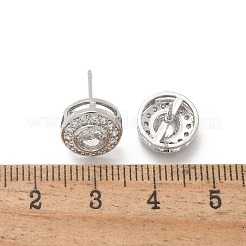 Brass Micro Pave Clear Cubic Zirconia Stud Earrings&nbsp;X-EJEW-Q015-10P