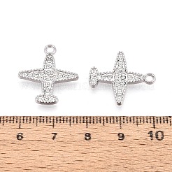 合金&クリスタルラインストーンペンダント  飛行機チャーム  プラチナ  20.5x18.5x2mm  穴：2mm&nbsp;PALLOY-T095-07P