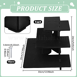 PVC製 3段ギフトデスクトップオーガナイザーシェルフ  ブラック  330x330x240mm&nbsp;AJEW-WH0609-952A-02