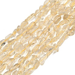 天然レモンクォーツ（加熱）ビーズ連売り  ナゲット  タンブルストーン  6~11.5x5.5~9x3.5~6mm  穴：1mm  約53~54個/連  15.35''~15.75