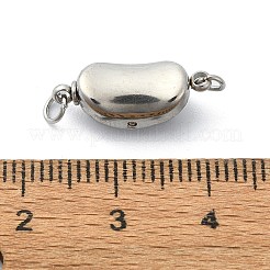 変色しにくい304ステンレススチール製のボックス留め具  丸カン付き  オーバル  ステンレス鋼色  17.5x7x6mm  穴：2mm&nbsp;STAS-Z066-05P-02