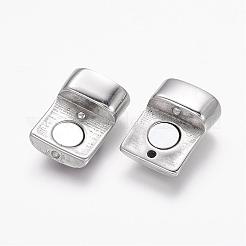 304ステンレススチール製マグネット留め具、接着端付き  雪片と長方形  アンティークシルバー  29.5x16x8.5mm  穴：7x13mm&nbsp;STAS-K122-16