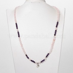 個性的デュアルユースラウンド宝石ビーズ4層構造のストレッチラップブレスレット/ネックレス  合金パーツ  銀色のメッキ  710mm&nbsp;BJEW-JB01906-01