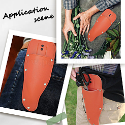 PUレザー保護はさみカバー  はさみバッグ安全トリミングツールアクセサリー  ダークオレンジ  248x48x11.5mm&nbsp;AJEW-WH20054-174