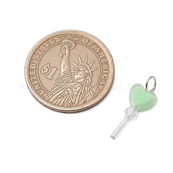 アクリル＆ガラスペンダント  304ステンレススチール製金具付き  ハート  ステンレス鋼色  21.5~22x18.5x4mm  穴：4x3.5mm&nbsp;PALLOY-JF03521-01