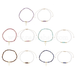 10Pcs 5 Styles Natural Amethyst & Amazonite & Sodalite & Rhodonite & Tiger Eye & Glass Seed Beaded Stretch Bracelets&nbsp;BJEW-JB12545