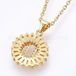 Brass Micro Pave Cubic Zirconia Initial Pendant Necklaces&nbsp;NJEW-H486-30G-U